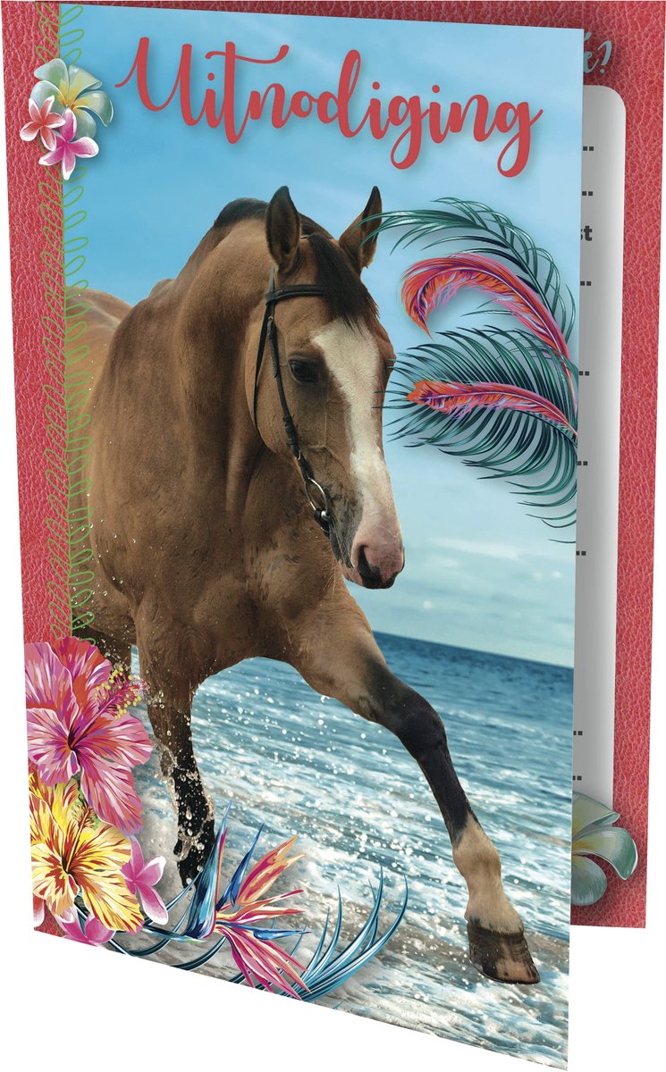 Uitnodiging paarden 17.5x12.2cm | 6 stuks